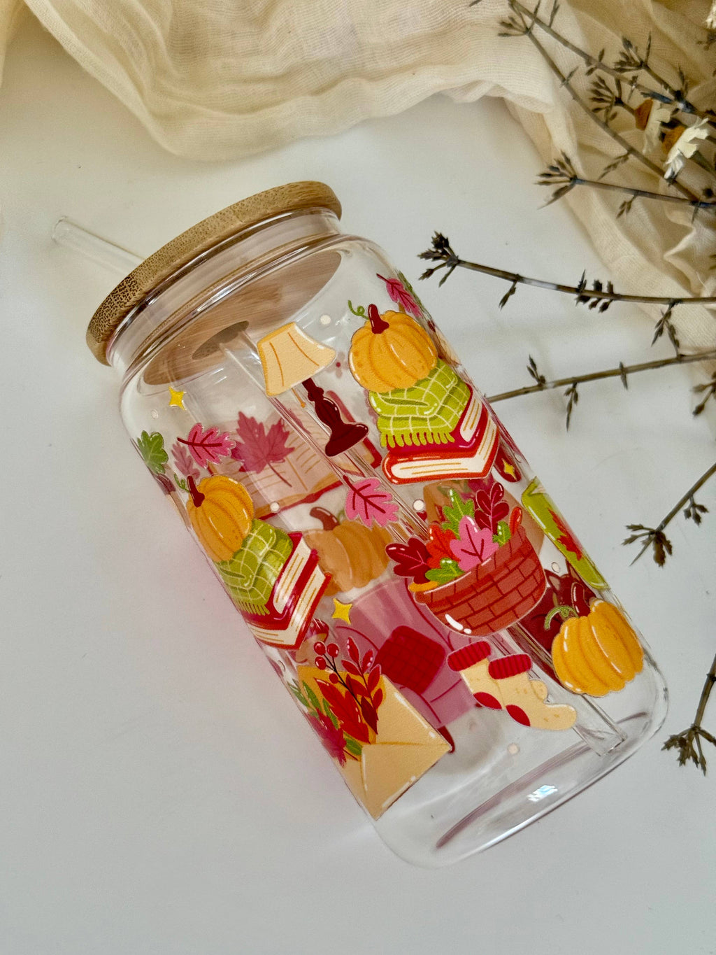 Mug en verre "Ambiance automnale douillette 3"