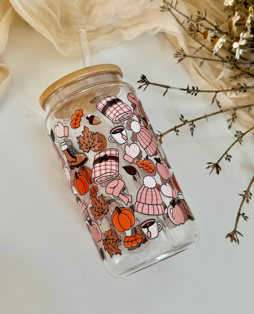 Mug en verre "Ambiance automnale douillette 2"