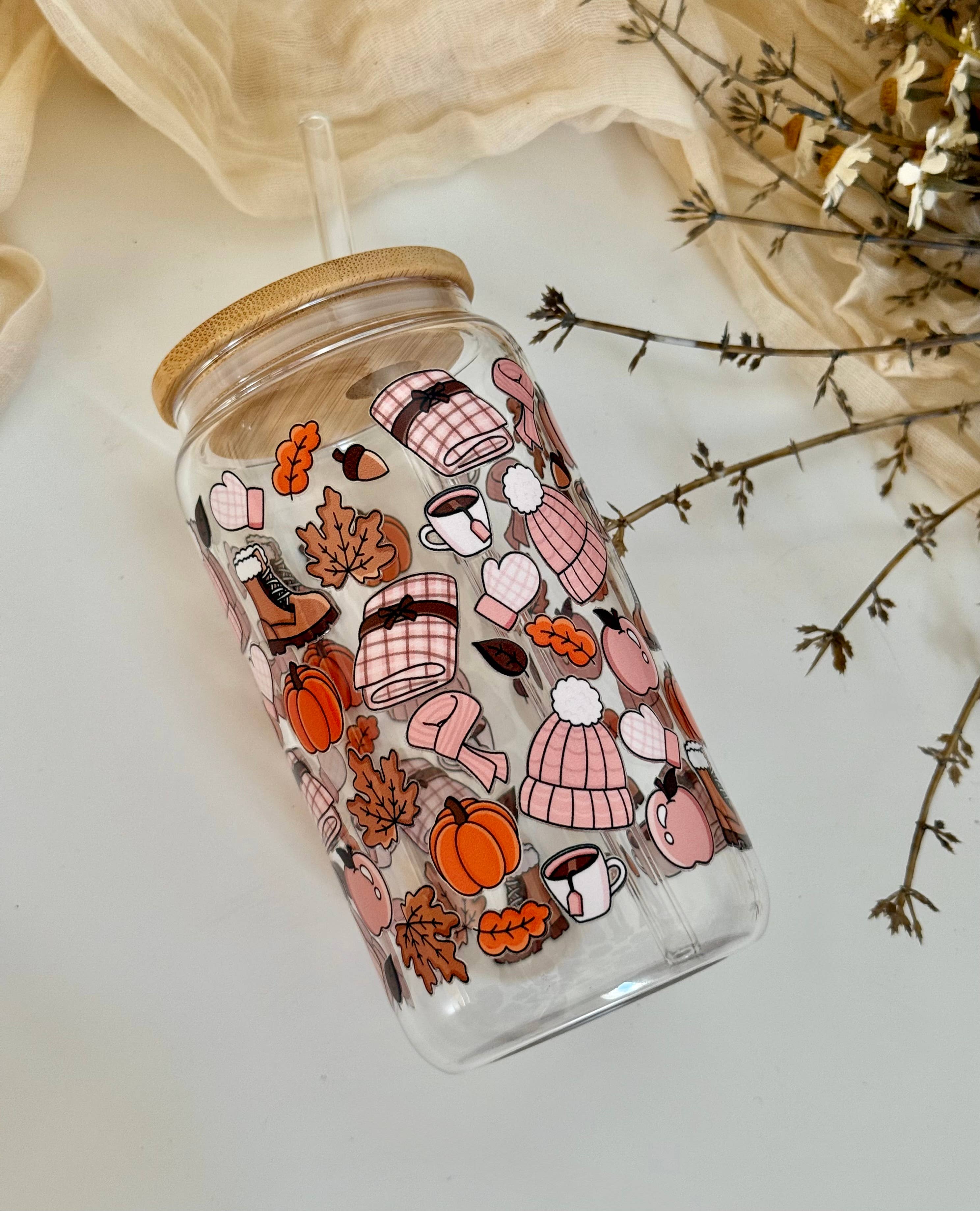 Mug en verre "Ambiance automnale douillette 2"