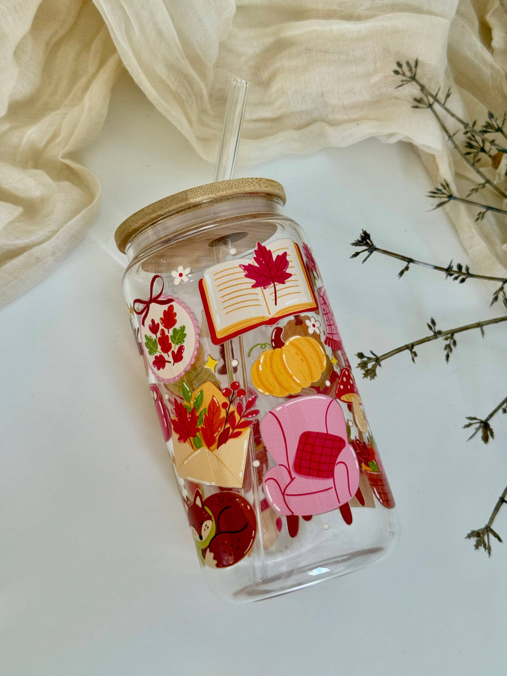 Mug en verre "Ambiance automnale douillette 3"