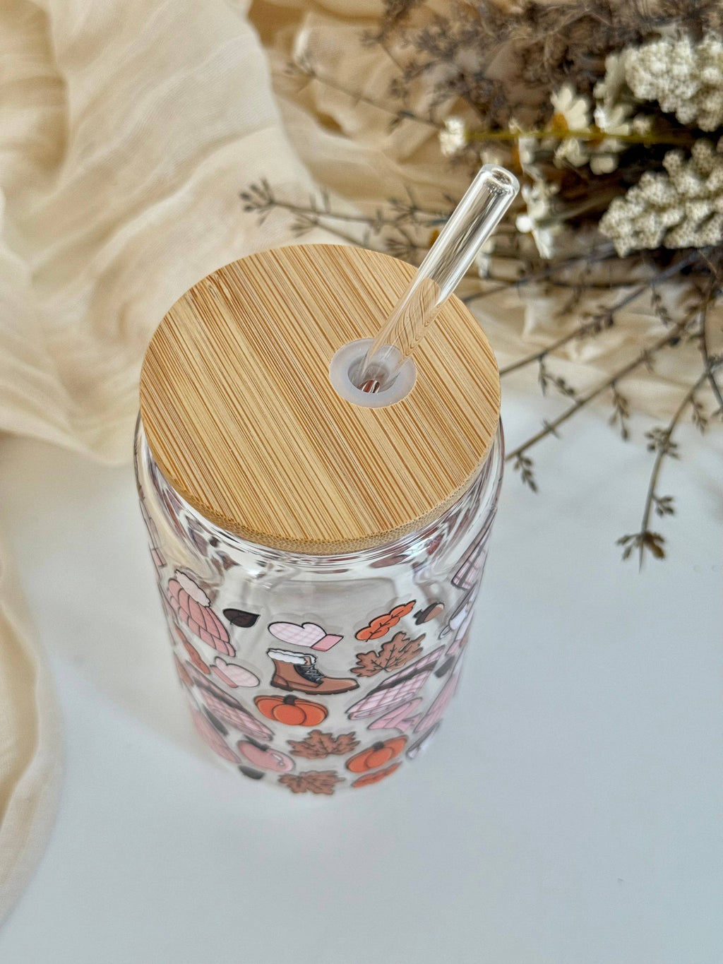 Mug en verre "Ambiance automnale douillette 2"
