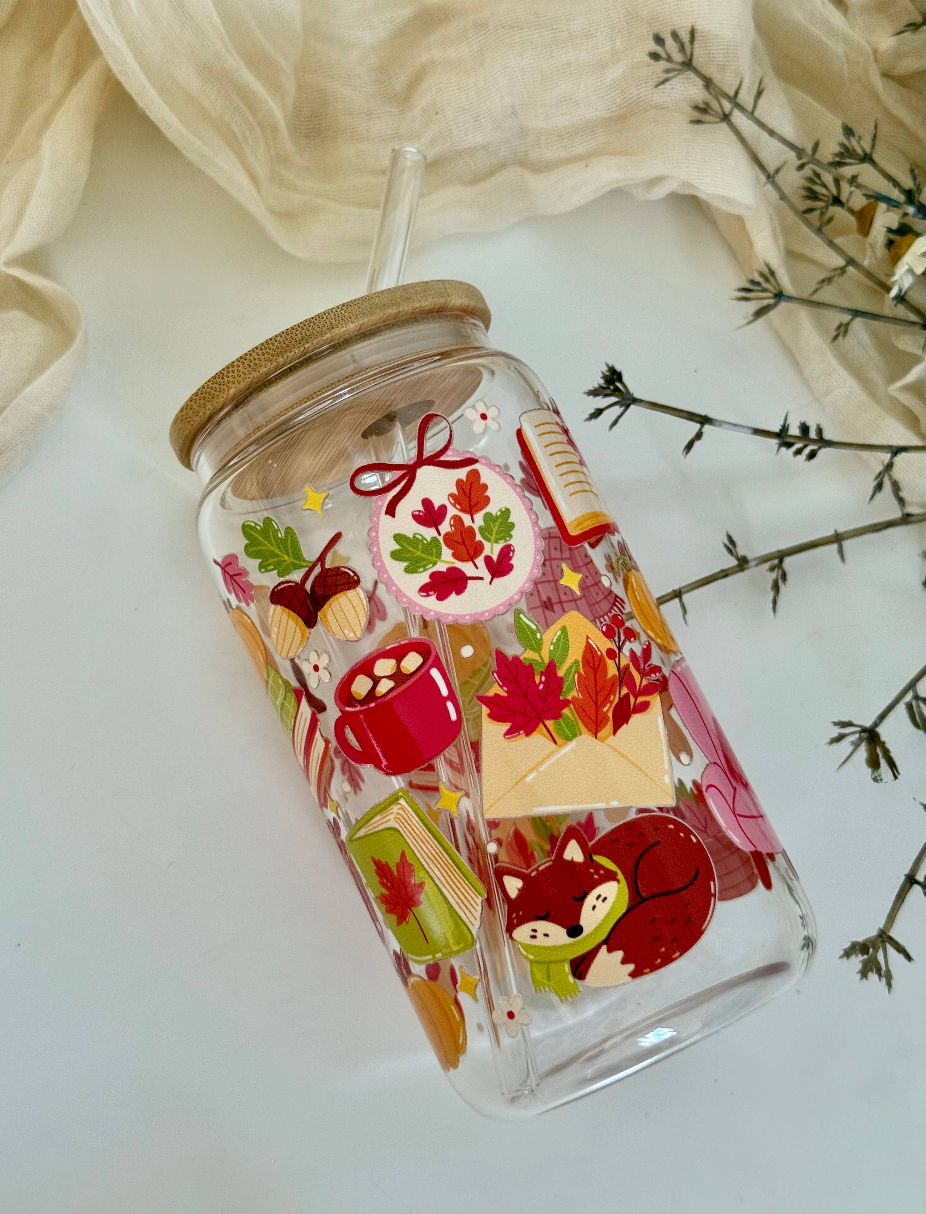 Mug en verre "Ambiance automnale douillette 3"