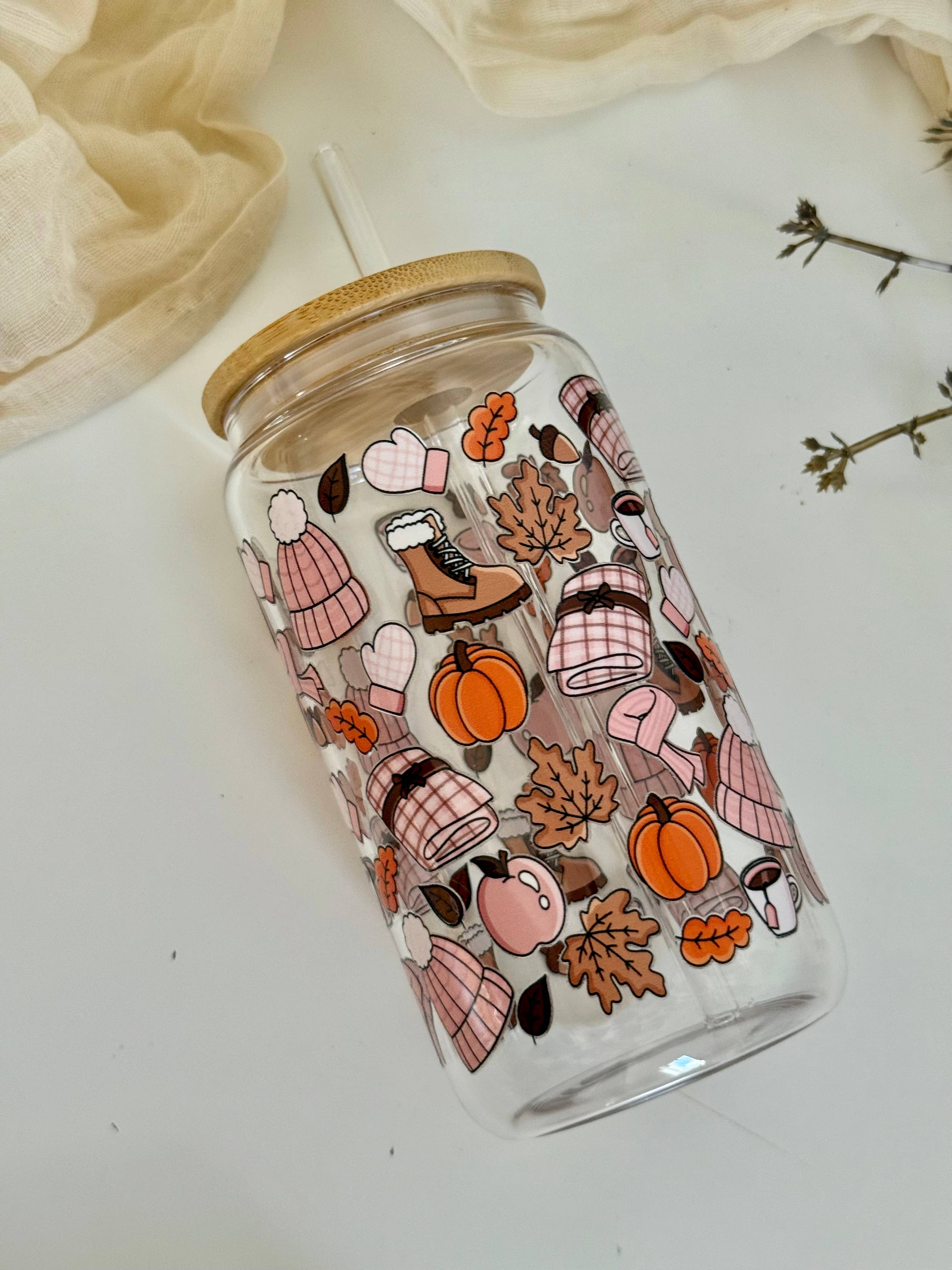 Mug en verre "Ambiance automnale douillette 2"