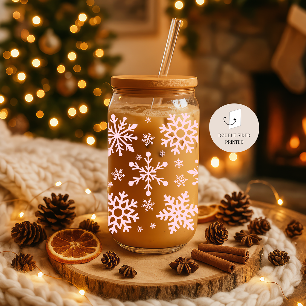 Mug en verre "Flocons de neige"