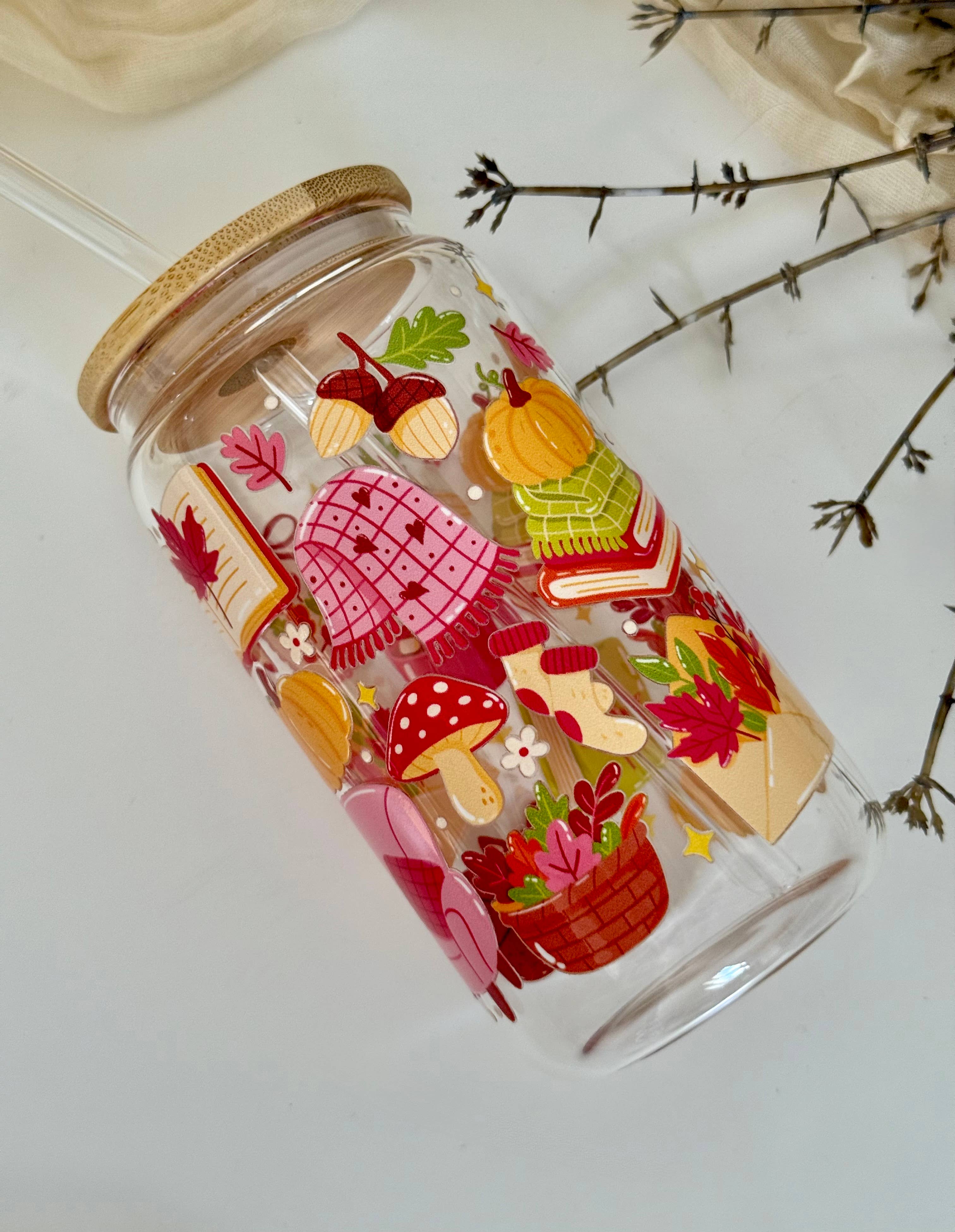 Mug en verre "Ambiance automnale douillette 3"