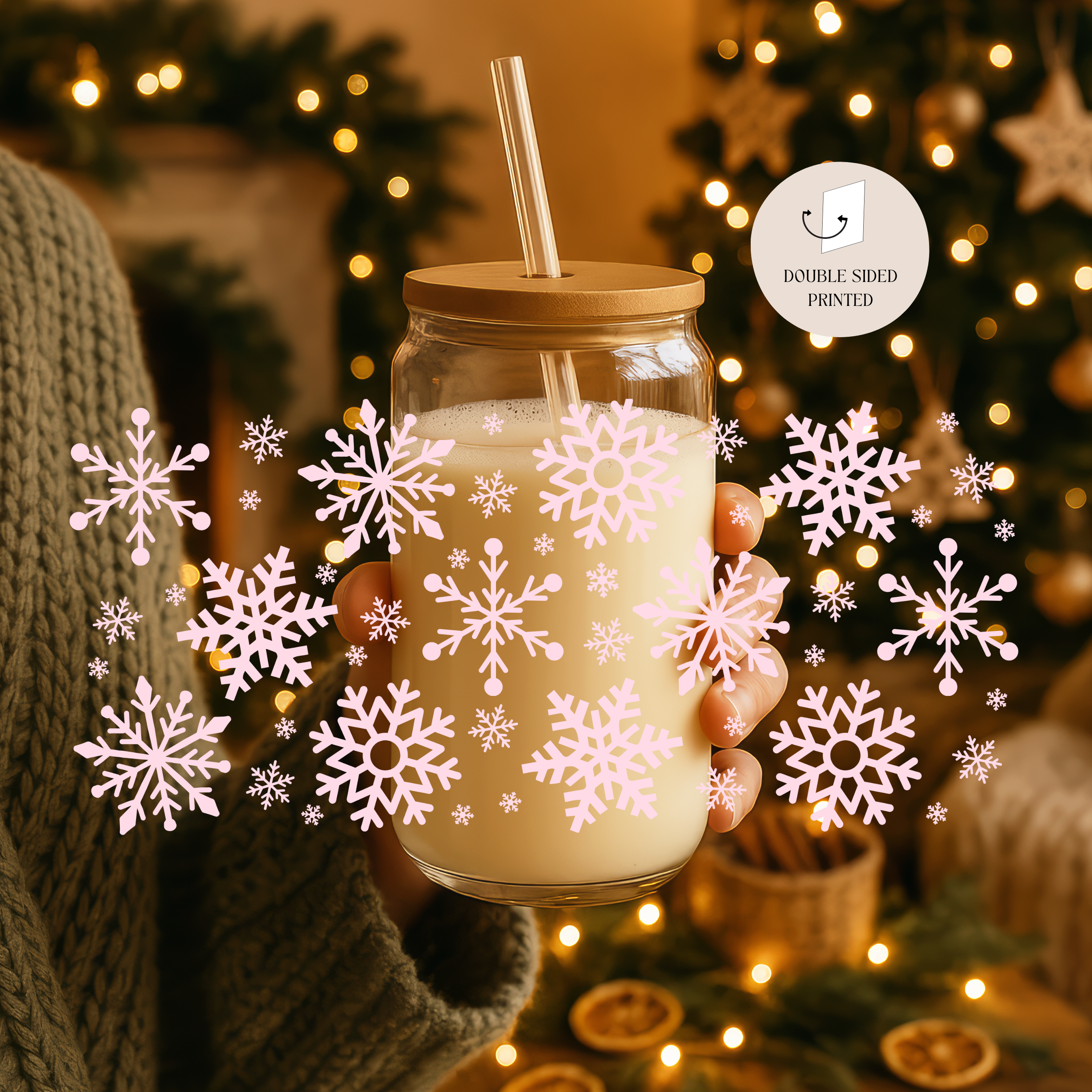 Mug en verre "Flocons de neige"