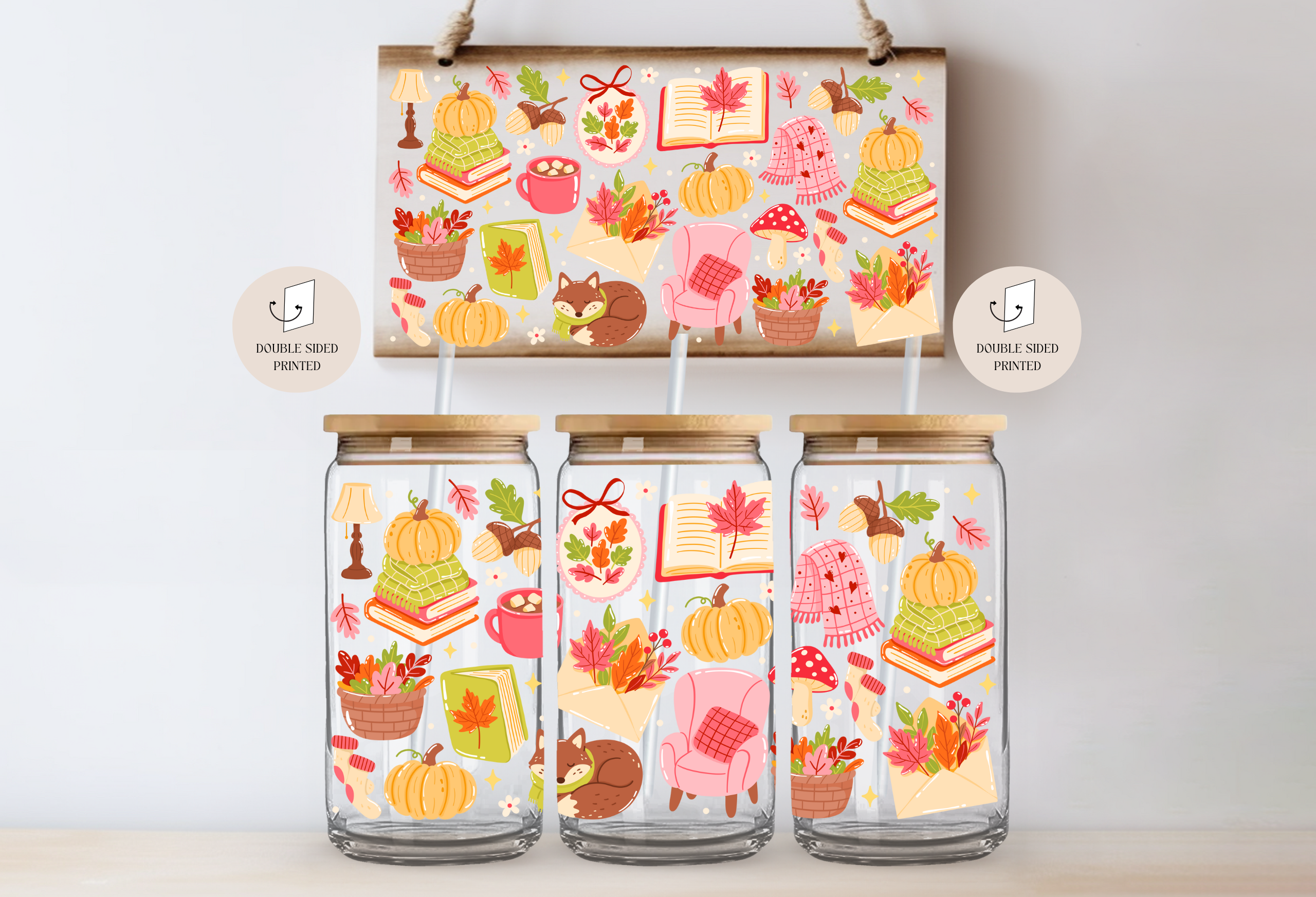 Mug en verre "Ambiance automnale douillette 3"